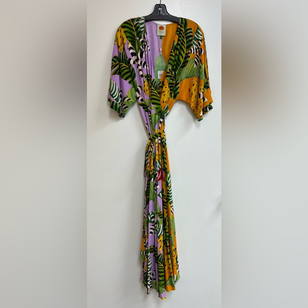 FARM Rio Mixed Striped Bananas Maxi Wrap Dress Multi - Picture 2 of 4
